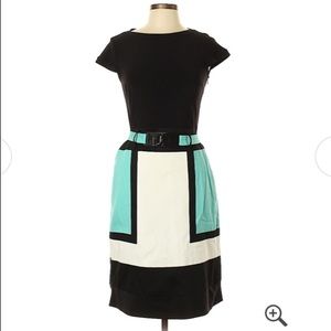 Black Chetta B color blocked dress